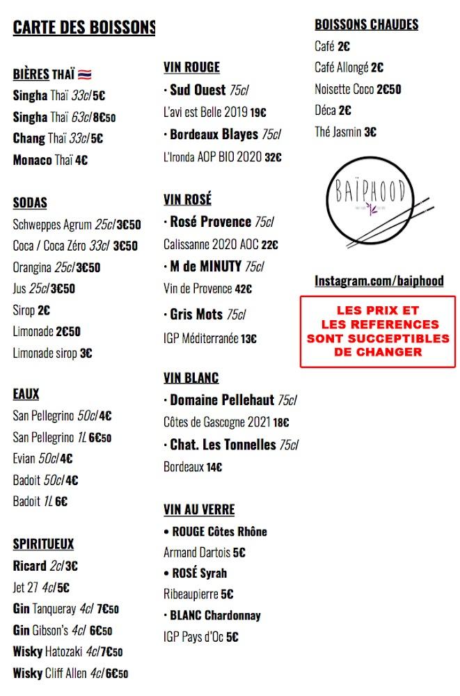 Baïphood - Restaurant thaï - Menu Image 1